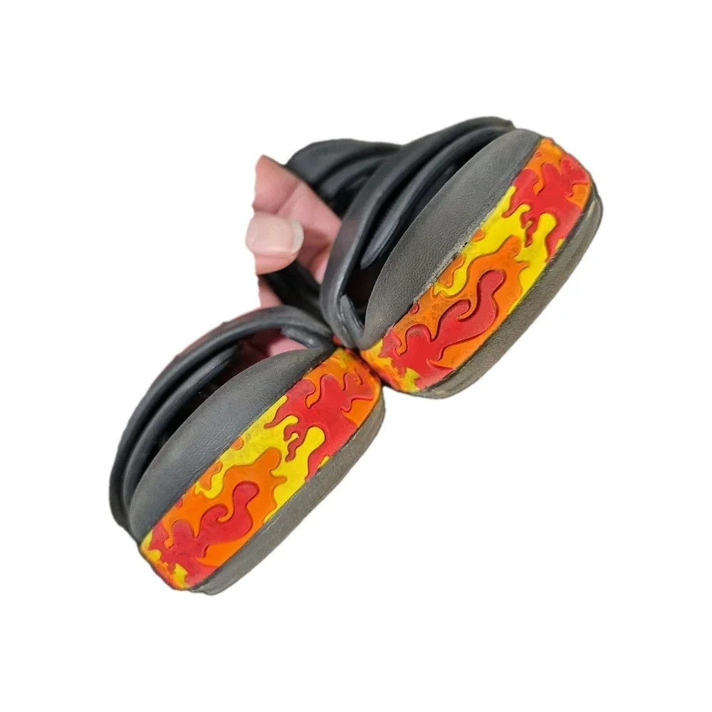 Crocs Crocband Cruiser Sandals Kids Size 12 Fire Flames Soles ***SEE DESCRIPTION